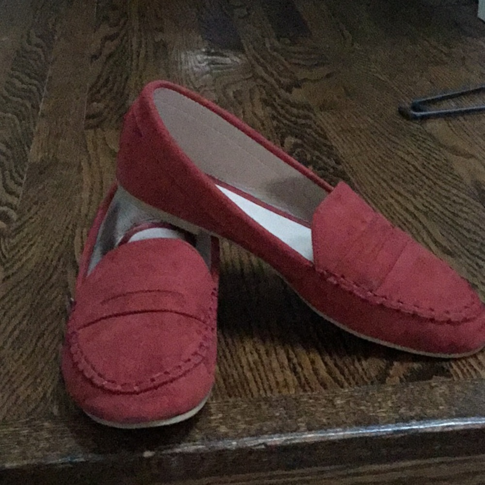 Red Suede Loafers Size 8